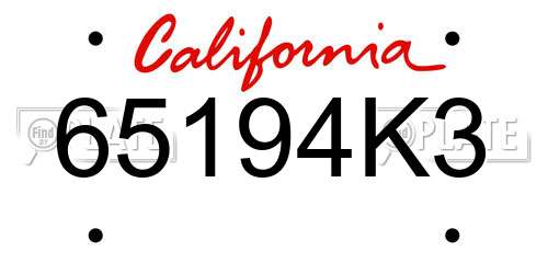 65194K3 California License Plate