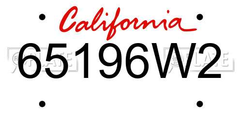 65196W2 California License Plate