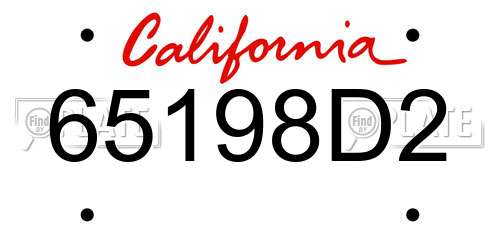 65198D2 California License Plate