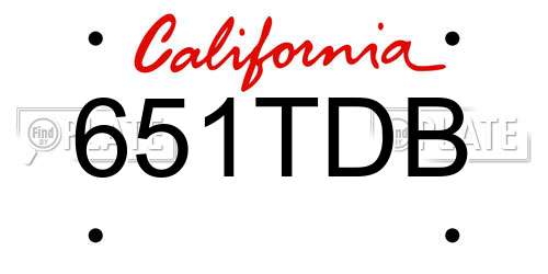 651TDB California License Plate