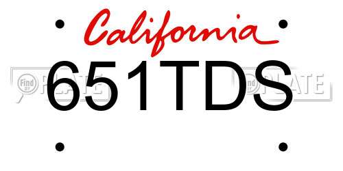 651TDS California License Plate