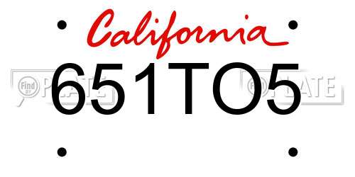 651TO5 California License Plate