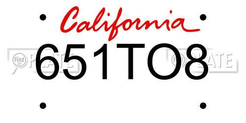 651TO8 California License Plate