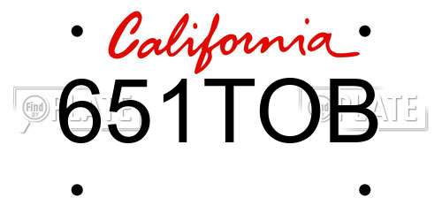 651TOB California License Plate
