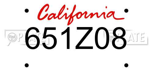 651Z08 California License Plate
