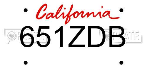 651ZDB California License Plate