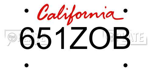 651ZOB California License Plate
