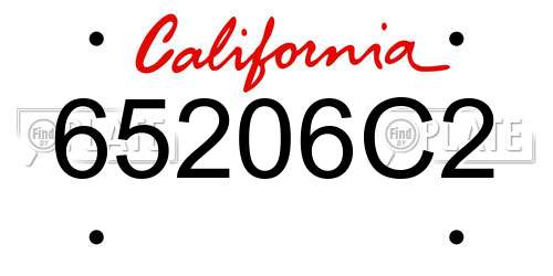 65206C2 California License Plate
