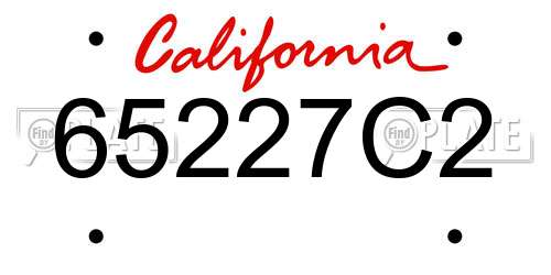 65227C2 California License Plate