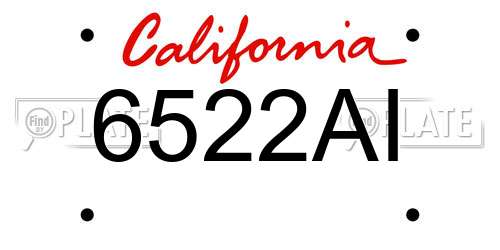 6522AI California License Plate