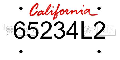 65234L2 California License Plate