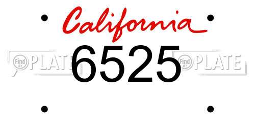 6525 California License Plate