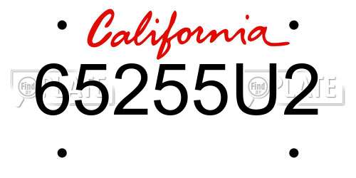 65255U2 California License Plate