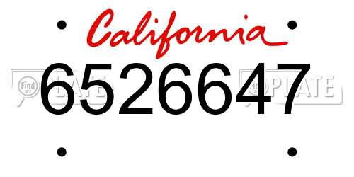 6526647 California License Plate