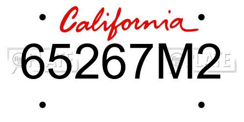 65267M2 California License Plate