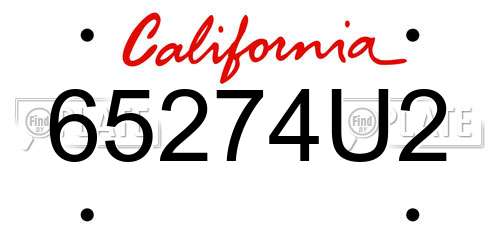 65274U2 California License Plate