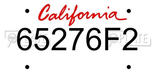65276F2 California License Plate