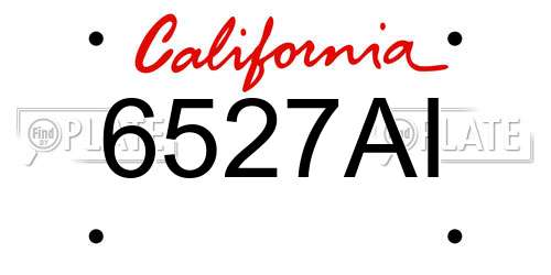 6527AI California License Plate
