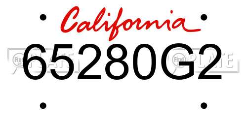 65280G2 California License Plate