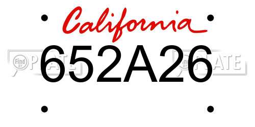 652A26 California License Plate
