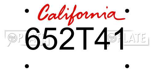 652T41 California License Plate