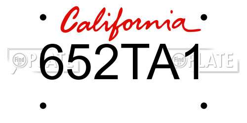 652TA1 California License Plate