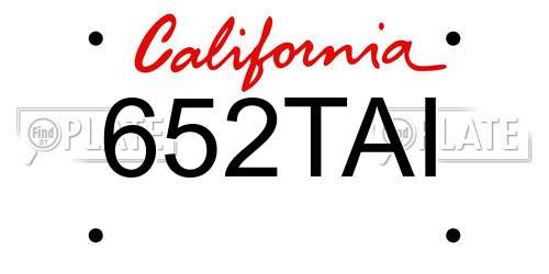 652TAI California License Plate