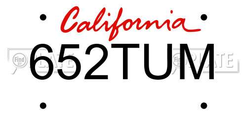 652TUM California License Plate