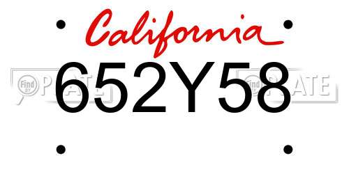652Y58 California License Plate