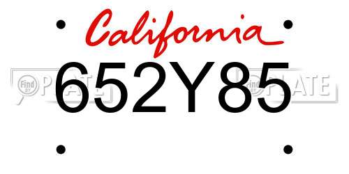 652Y85 California License Plate