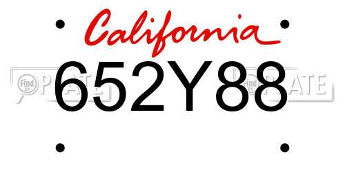 652Y88 California License Plate