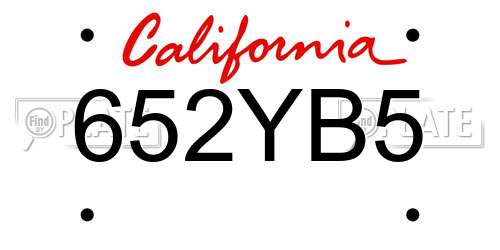 652YB5 California License Plate