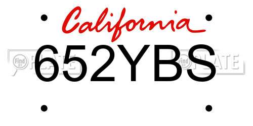 652YBS California License Plate
