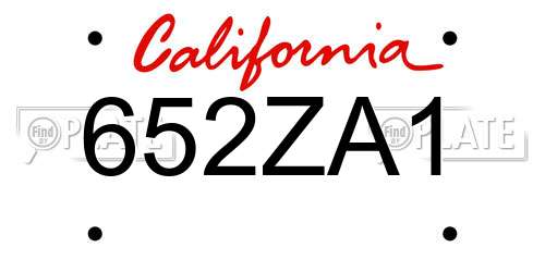 652ZA1 California License Plate