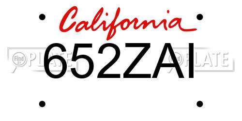652ZAI California License Plate