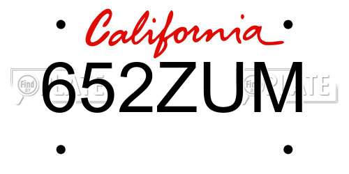 652ZUM California License Plate