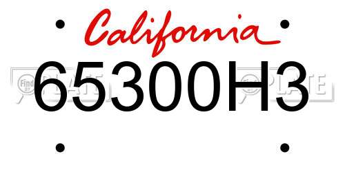 65300H3 California License Plate