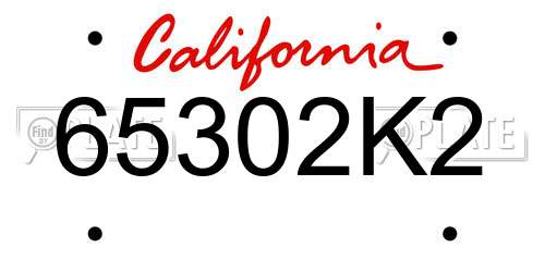 65302K2 California License Plate
