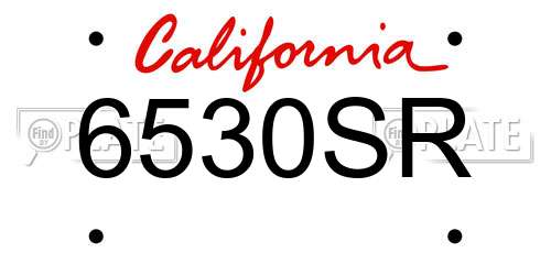 6530SR California License Plate