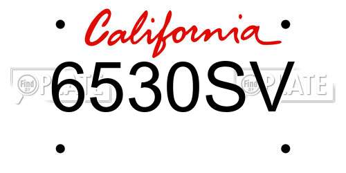 6530SV California License Plate