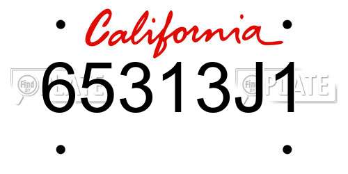 65313J1 California License Plate