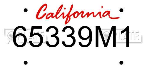 65339M1 California License Plate