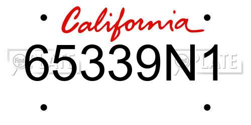 65339N1 California License Plate