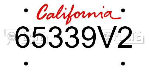 65339V2 California License Plate