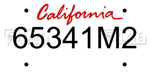 65341M2 California License Plate