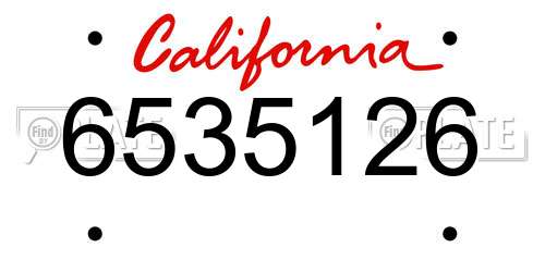 6535126 California License Plate