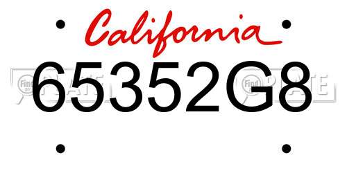 65352G8 California License Plate