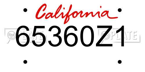 65360Z1 California License Plate