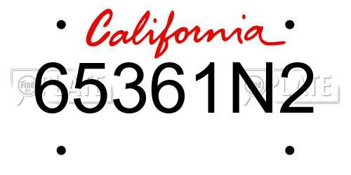 65361N2 California License Plate
