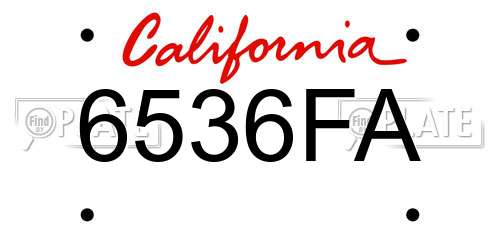 6536FA California License Plate